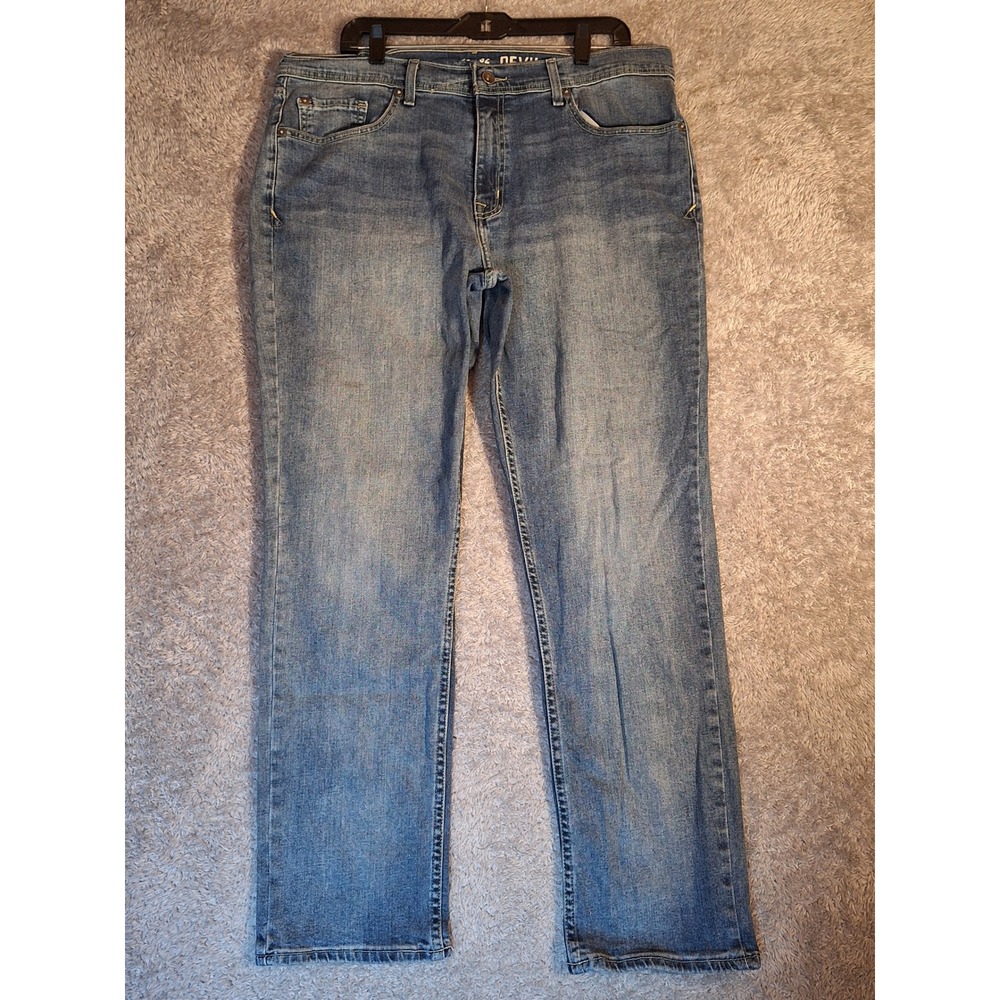 Devil-Dog Dungarees Mens Straight Leg Jeans Medium Wash 36x32 DD5004 Blue Denim